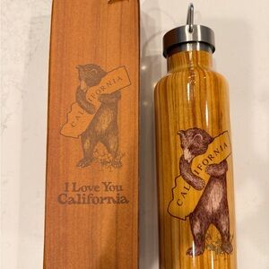 California Bear Wooden Water Bottle